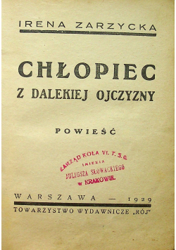 Chłopiec z dalekiej ojczyzny 1929 r.