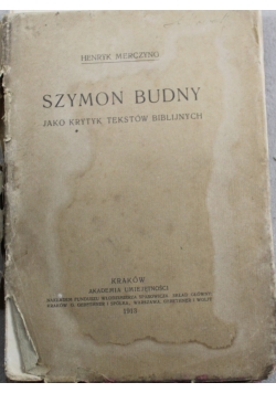 Szymon Budny jako krytyk tekstów biblijnych 1913 r