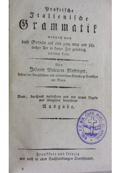 Praktische Italienische Grammatik, ok 1799 r.
