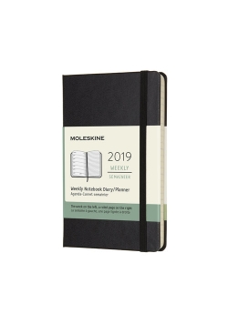 Kalendarz 2019 tygodniowy Moleskine 12M P  twarda oprawa, czarny