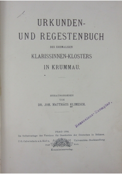 Urkunden und regestenbuch, 1904 r.