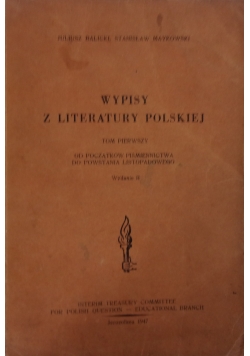 Wypisy z literatury polskiej. Tom I, 1947 r.