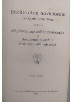 Enchiridion noviciorum, 1927 r.