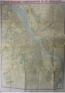 Plan dzielnic centralnych M. St. Warszawy - mapa