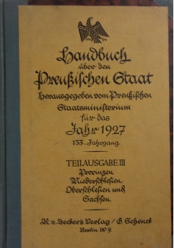 Bandbuch uber denPreussischen Staat, 1927