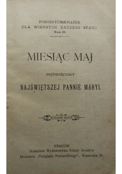 Miesiąc maj poświęcony Najświętszej Pannie Maryi, 1896r.