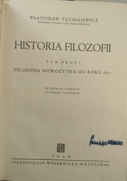 Historia filozofii, tom II, 1949r