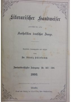 Literarischer Handweiser, 1893r.