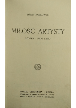 Miłość artysty, 1927 r.