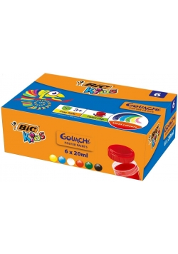 Farby plakatowe 6 kolorów 20 ml BIC