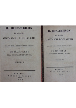 Il Decameron , zestaw 2 książek z 1829 r.