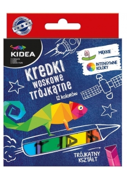 Kredki woskowe trójkątne 12 kolorów KIDEA