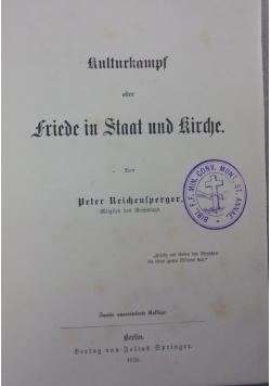 Kulturkampf oder friede in Staat und Kirche, 1876r.