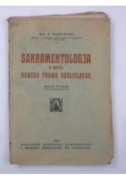 Sakramentologia w świetle nowego prawa kościelnego, 1920 r.