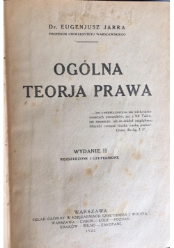Ogólna teorja prawa wydanie II, 1922 r.