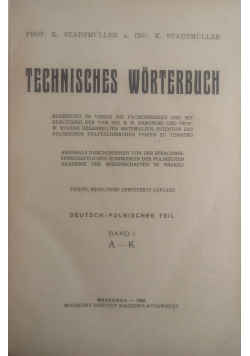 Słownik Techniczny. Cześć niemiecko polska, 1923 r.