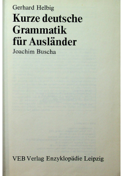 Kurze deutsche Grammatik fur Aulander