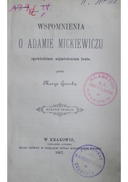 Wspomnienia o Adamie Mickiewiczu 1897 r