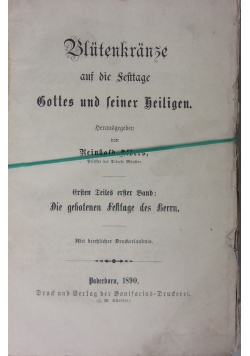 Blutenkranze aus die Festtage Gottes und seiner Heiligen, 1890r.