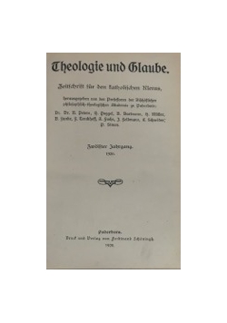 Theologie und Glaube. Zeitschrift für den katholischen Klerus