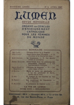 Lumen Revue Mensuelle No 4 1927 r