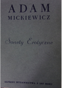 Sonety Erotyczne,  reprint z 1897 r.