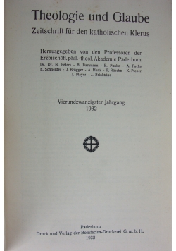 Theologie und Glaube 24, 1932r.