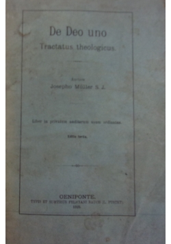 De Deo uno Tractatus theologicus, 1923 r.