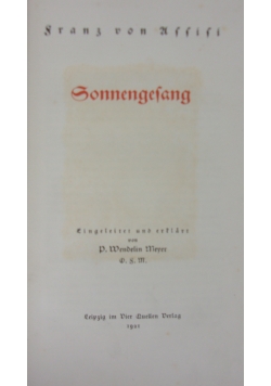 Sonnengesang, 1921 r.