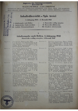 Wald und Holz Las i Drewno nr od 1 do 33 1942 r.