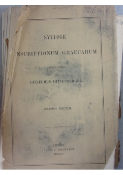Sylloge Inscriptionum Graecarum, 1901 r.