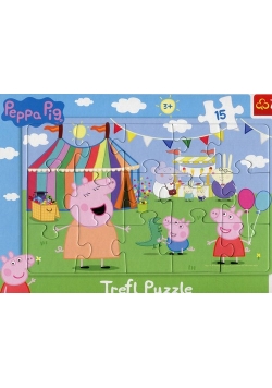Puzzle 15 Ramkowe Świnka Peppa W wesołym miasteczku