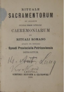 Rituale sacramentorum ac aliarum ecclesiae caeremoniarum, 1880 r.