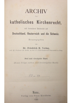 Archiv fur katholisches Kirchenrecht, 1879r.
