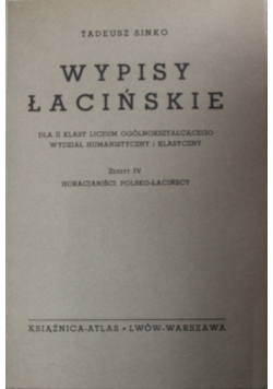 Wypisy Łacińskie , 1938 r.