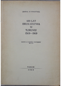 400 lat drukarstwa w Toruniu