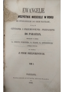 Nauki parafialne i przemówienia przygodne, Ewangelie na wszystkie niedziele w roku, tom I, 1858 r.