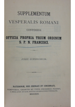 Officia propria trium ordinum ,1892r.