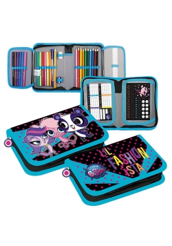 Piórnik na zamek z klapkami z wyposażeniem Littlest Pet Shop