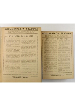 Dokumentacja prasowa za rok 1954 i 1955