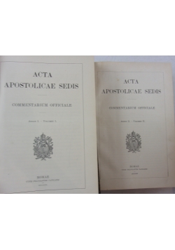Acta apostolicae sedis, tom I-II, zestaw 2 książek, 1909 r.