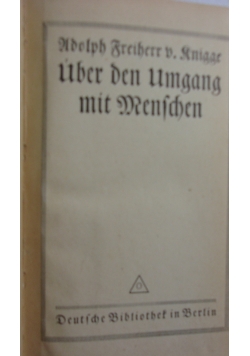Uber den Umgang mit Menschen, 1910 r.