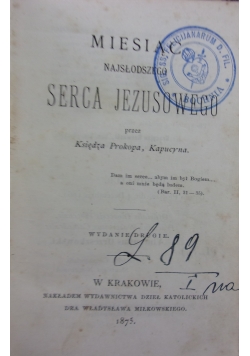 Miesiąc Najsłodszego Serca Jezusowego, 1875 r.