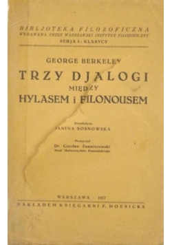 Trzy djalogi między Hylasem i Filonousem, 1927 r.