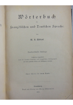 Worterbuch der franzosischen und Dejutschen Sprache, 1885r.