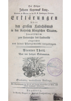 Des Seligen Johann Repomuf Lang, band IV-V, 1831 r.
