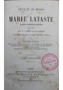 La vie et les Oeuvres de Marie Lataste 1870 r.