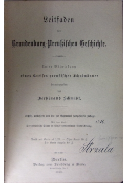 Leitfaden der Brandenburg-Prenklichen Geschichte, 1878 r.