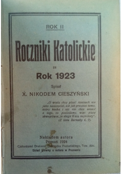 Roczniki Katolickie za rok 1923,  1924 r.