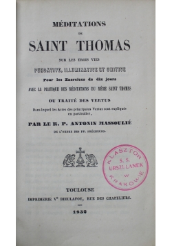 Meditations De Saint Thomas 1852 r.